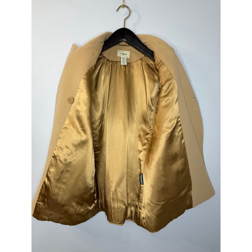L.L Bean Women Wool Cashmere Thinsulate Coat Jacket Tan Women's 6 - Picture 9 of 9